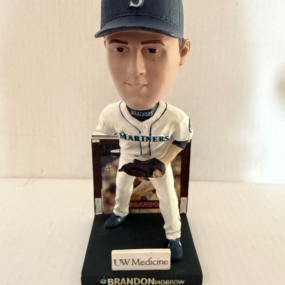 Seattle Mariners-Inspired White and Teal Baseball Bobblehead Accent